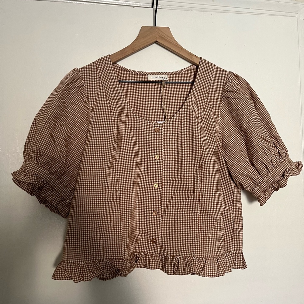 neuflora leland top in gingham